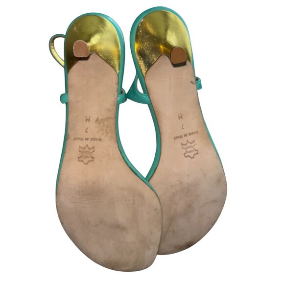 Will's Fancy Made In Italy Beaded Kitten Heels-Turquoise Leather, Size 7M - Picture 12 of 12